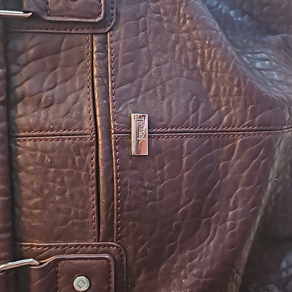 Jewell thirty-one Brown Plum snake embossed bag with removable shoulder strap - Picture 3 of 7